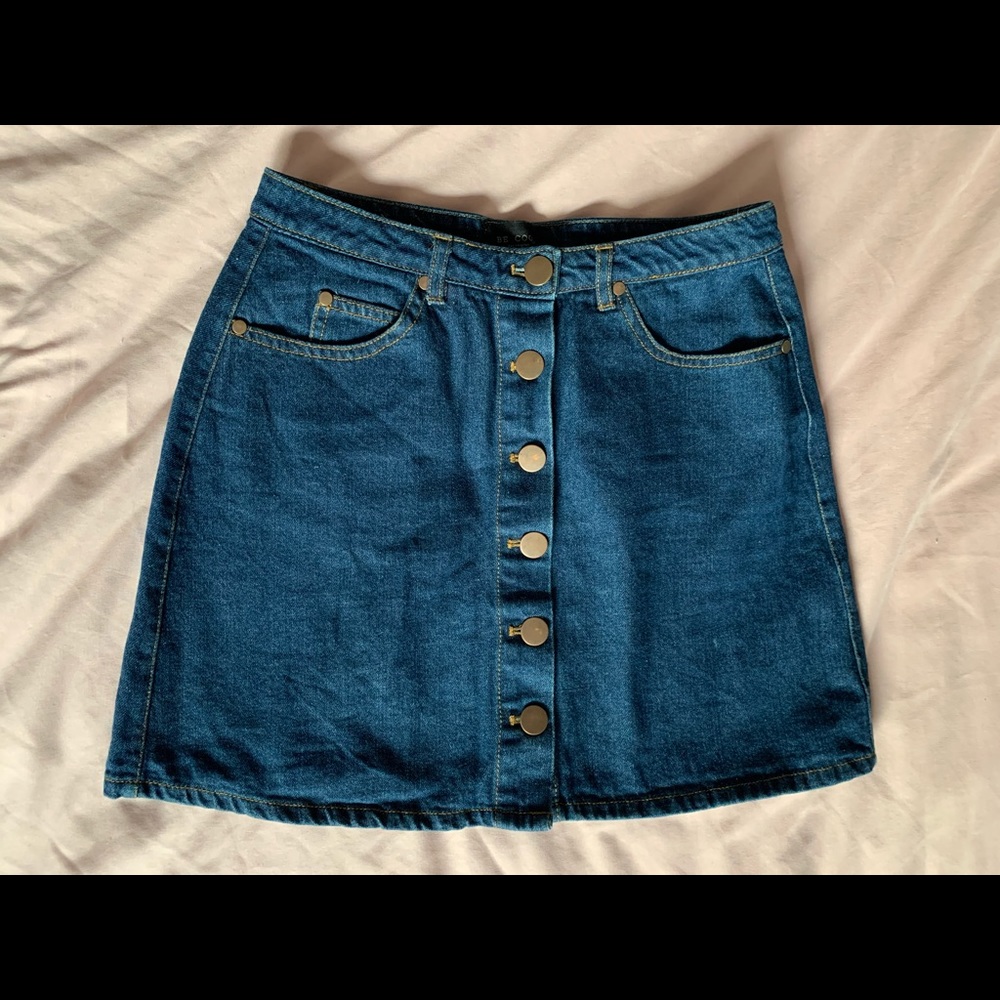 Button up denim skirt